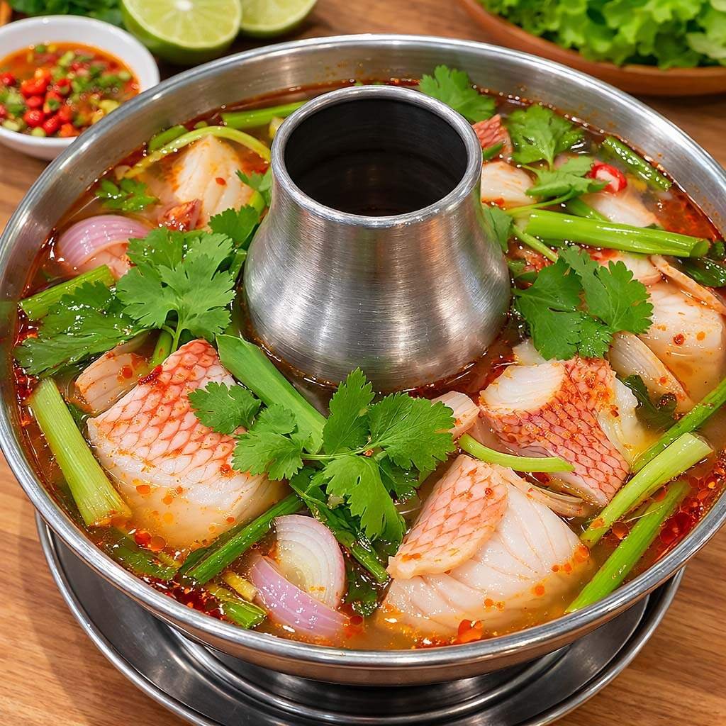 ต้มยำปลาทับทิมน้ำใสหม้อไฟ